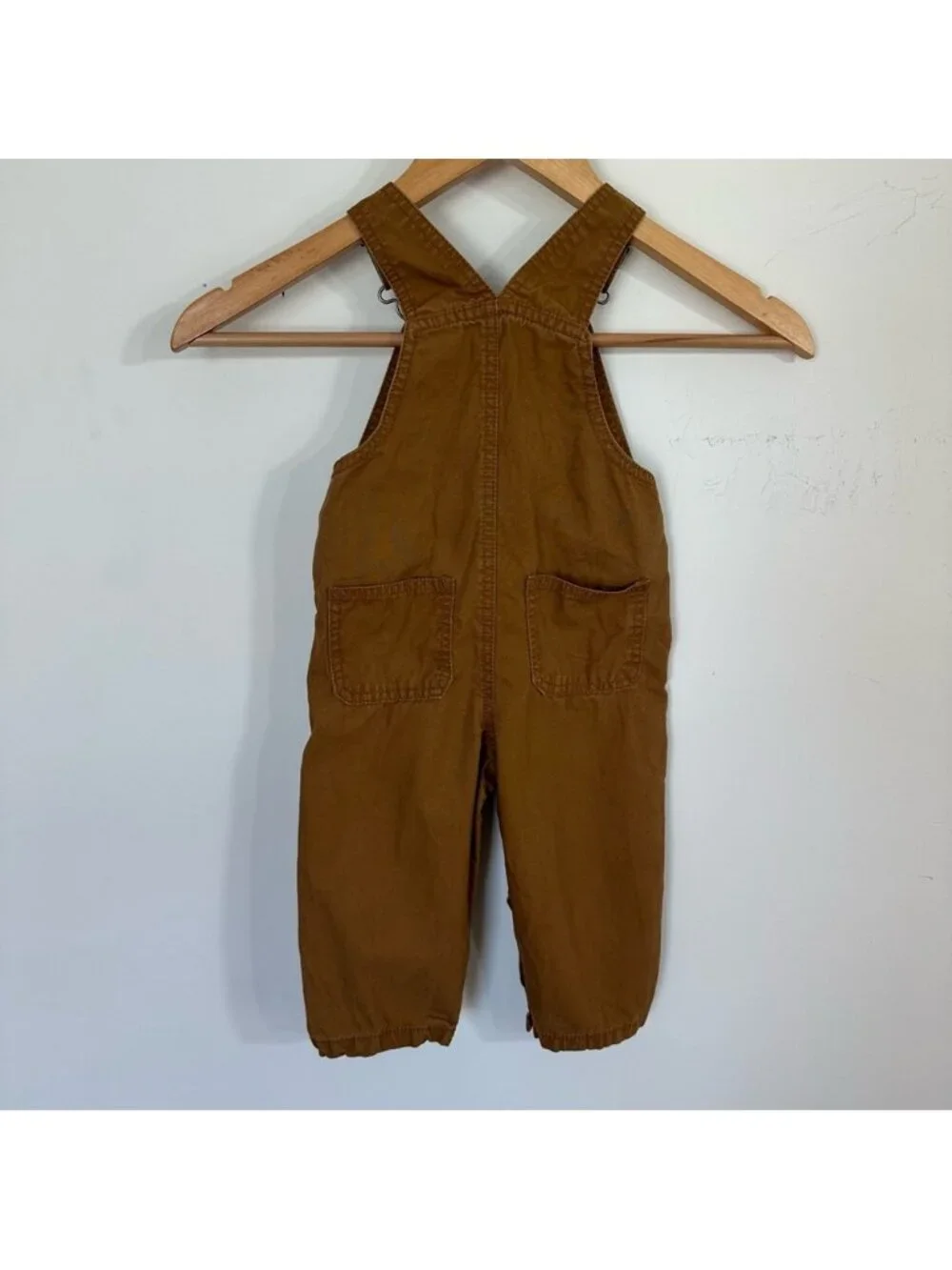 Carters Overalls Brown Baby‎ Toddler 12M Snap Leg Closure 100% Cotton